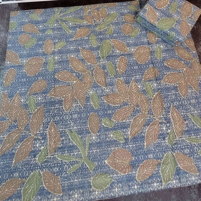 Kain Batik SOLO Motif ECOPRINT Daun BIRU Kode : 89