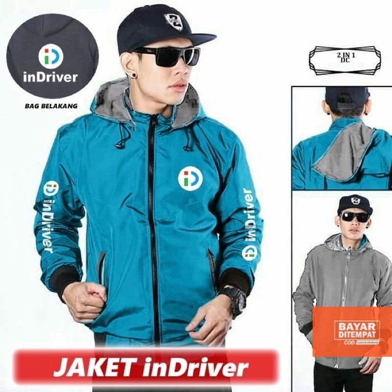 JAKET INDRIVER / HOODIE PARASUT BOLAK BALIK DRIVER INDRIVER TERBARU JAKET CUSTOM SABLON