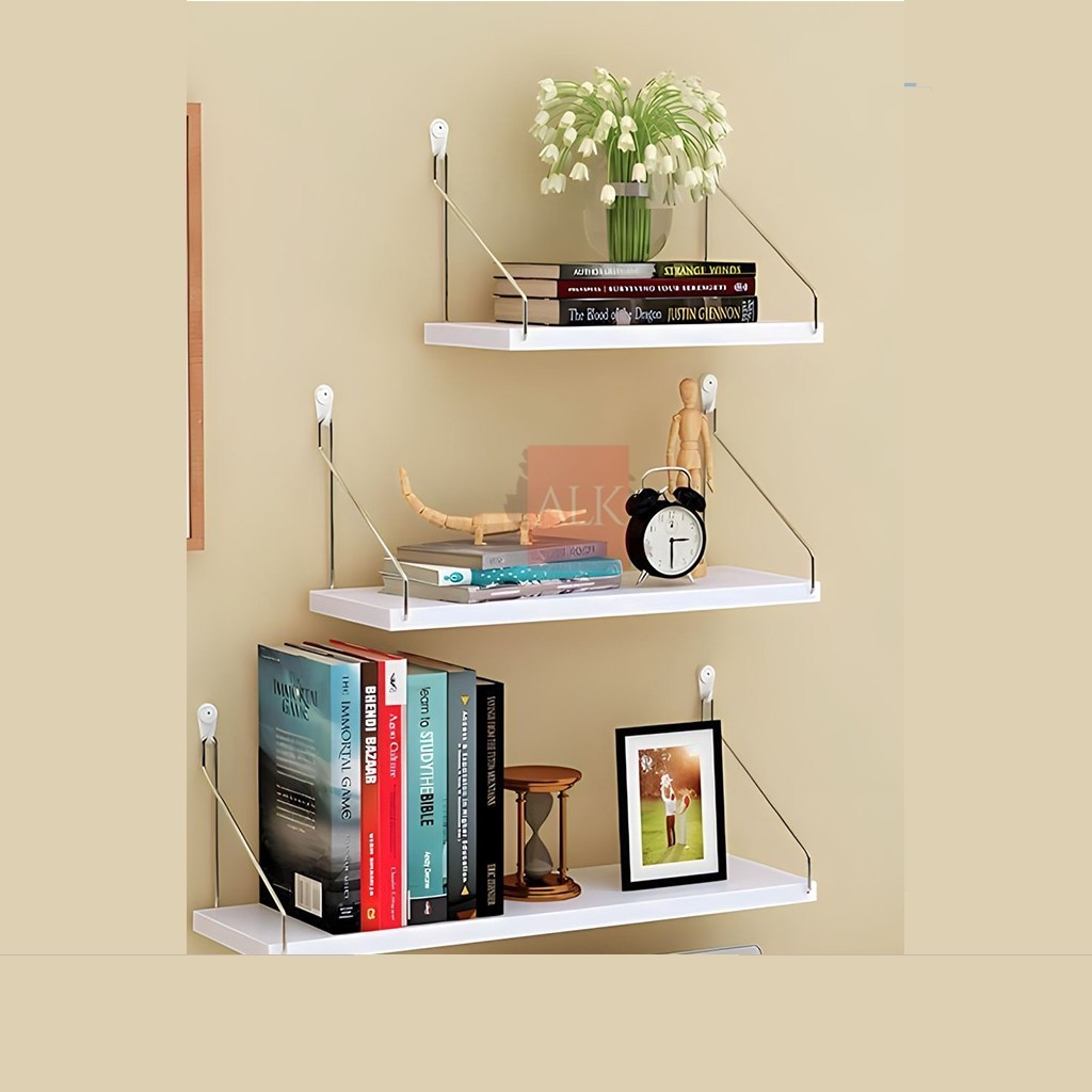 Rak model besi gantung [1 Set isi 3 rak] TANPA BOR Rak ambalan dinding gantung serbaguna kosmetik ra