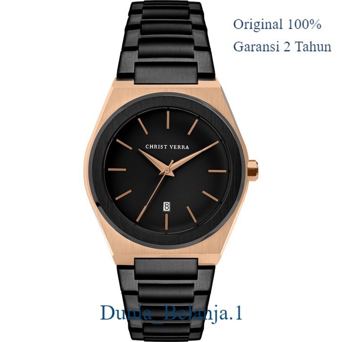 Original 100% Jam Tangan  Pria Christ Verra CV 10985G-18 BLK Garansi Resmi 2 Tahun