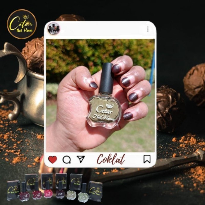 (NEW) -Henna kuku Cetar halal untuk sholat pewarna cat kuku - brown natural