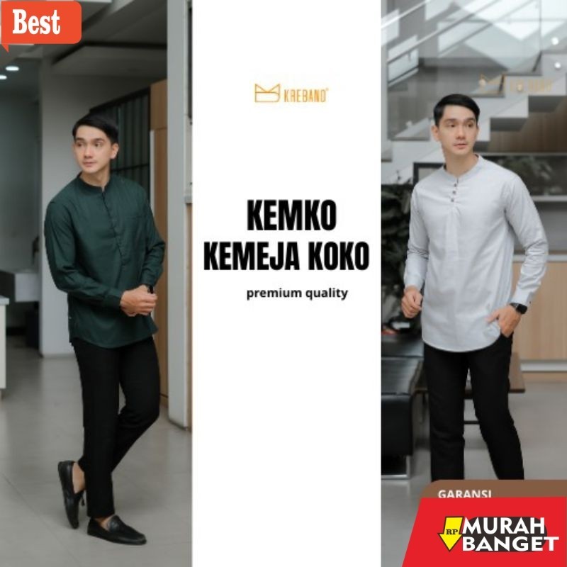 Baju muslim lengan panjang- Baju Muslim Baju Kemko Kemeja Koko Pria Lengan Panjang Baju Koko Dewasa 