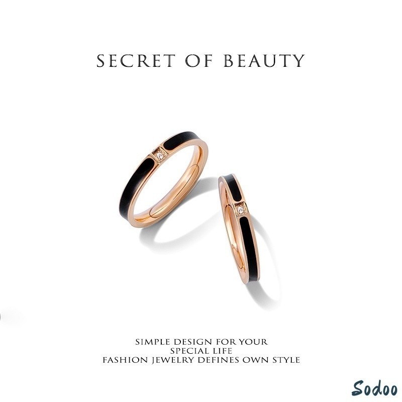 cincin berlian wanita hitam original impor titanium aksesoris fashion cincin