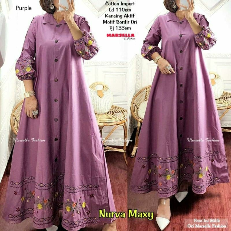 TKG - NURVA EDLYN MAXY Gamis Wanita Muslimah Katun Bordir Premium by Fashion Muslim Solo