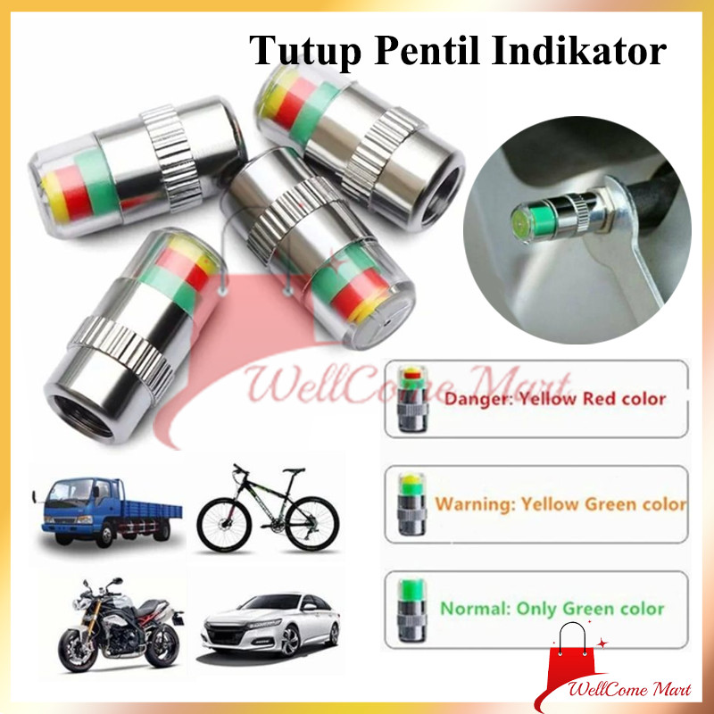 Tutup Pentil Indikator / Tutup Pentil Ban Dengan Indikator Tekanan Ban Pintar 3 Warna