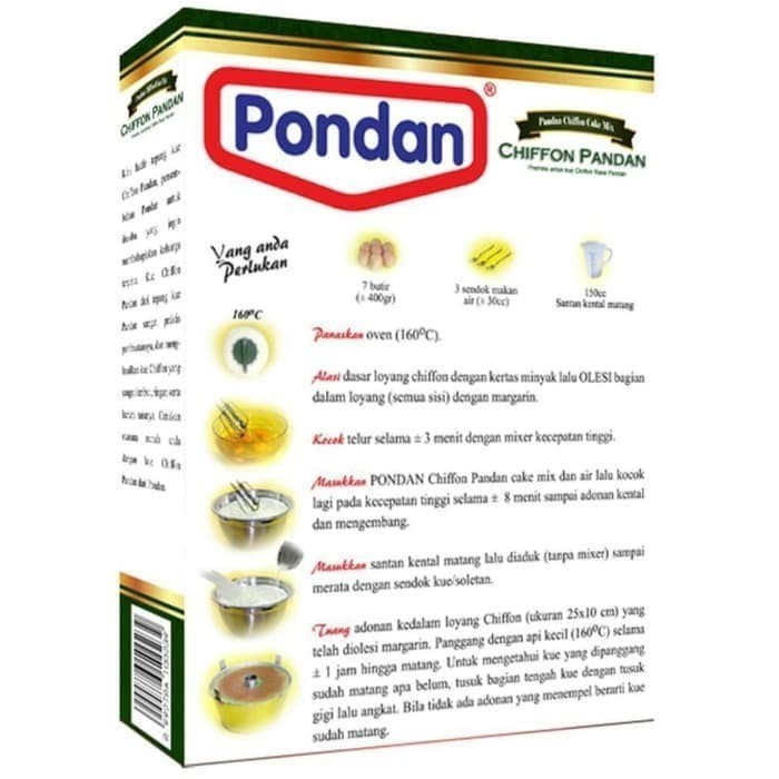 

Pondan Chiffon Cake Mix Pandan - Premix Tepung 400gr