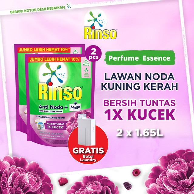 Buy 2 Rinso Molto Detergent Cair Anti Noda Perfume Essence 1.65 L FREE Botol Laundry