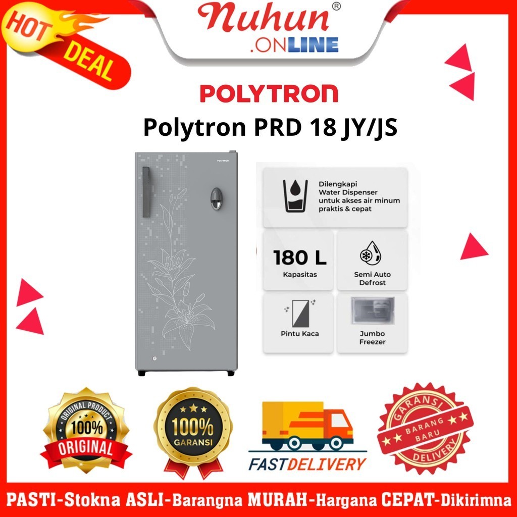 POLYTRON KULKAS 1 PINTU 180 LITER DENGAN DISPENSER AIR PRD 18 JY