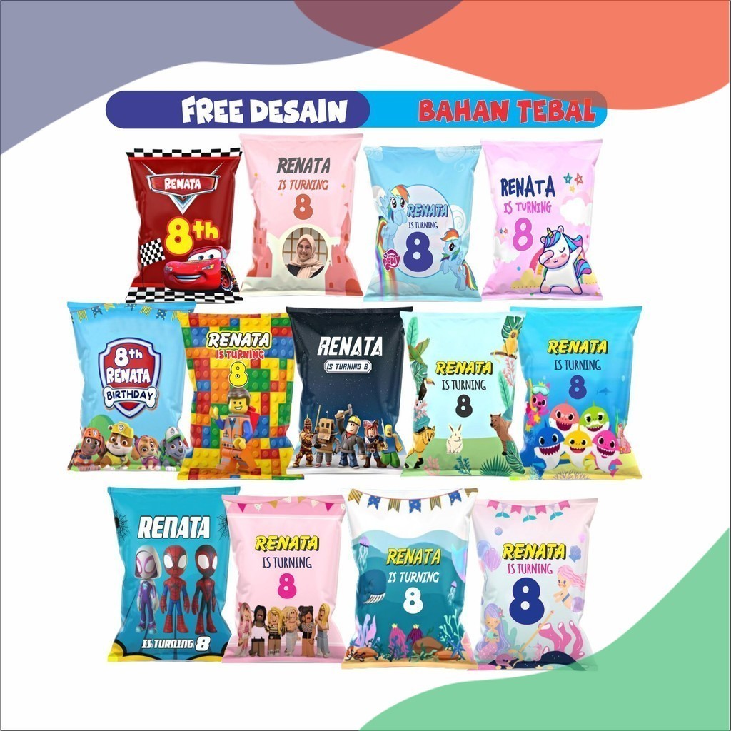 

[25x35] Pouch Snack Jumbo chip bag Custom Souvenir ulang tahun promosi natal Kantung Snack Ultah