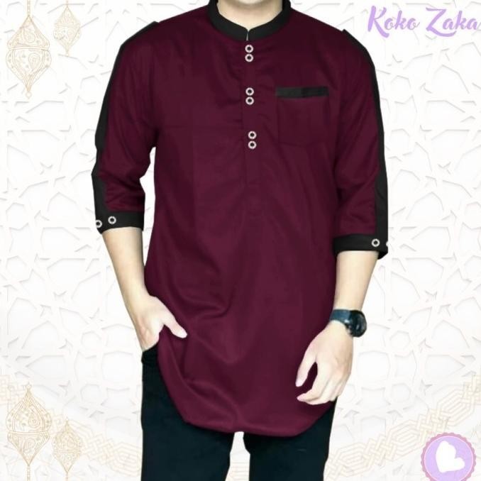 [Baju Koko Lebaran 2024] Koko Kurta Pakistan Lengan Panjang 3/4 Yamani Pria Dewasa Polos Modern - Me