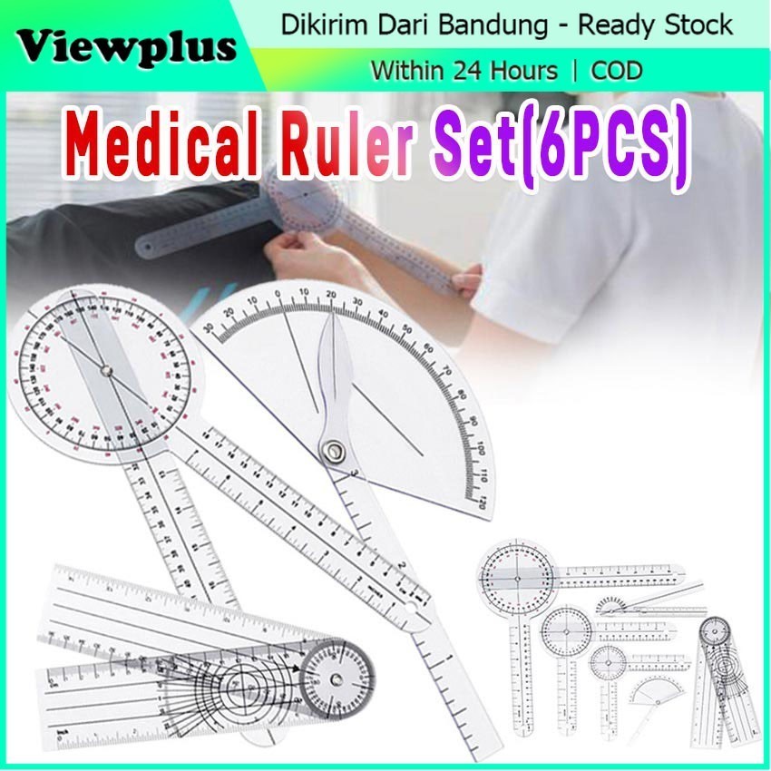 6PCS Alat Ukur Goniometer Fisioterapi Penggaris Tulang Sendi Jari Spinal Sudut Alat Kesehatan