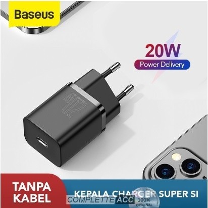 BASEUS KEPALA CHARGER TYPE C PD BASEUS QUICK CHARGER 20W SUPER SI - HITAM