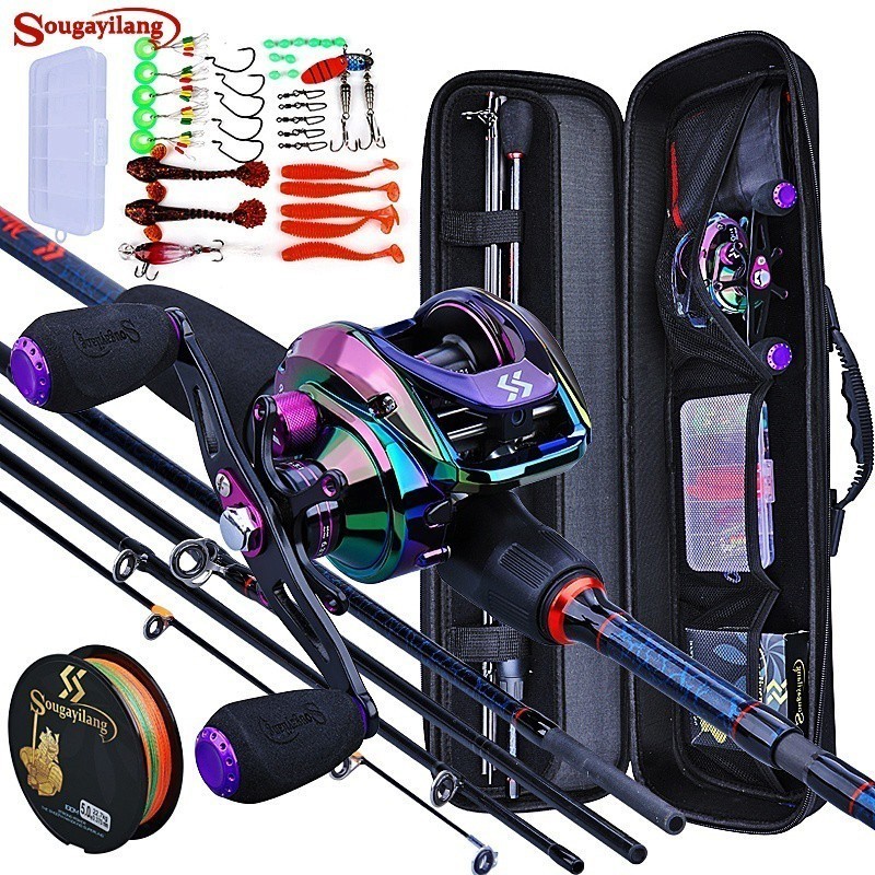 Joran Set  Pancing Sougayilang 5 Bagian Dengan Reel Baitcasting+Tas Lengkap Murah Berkualitas