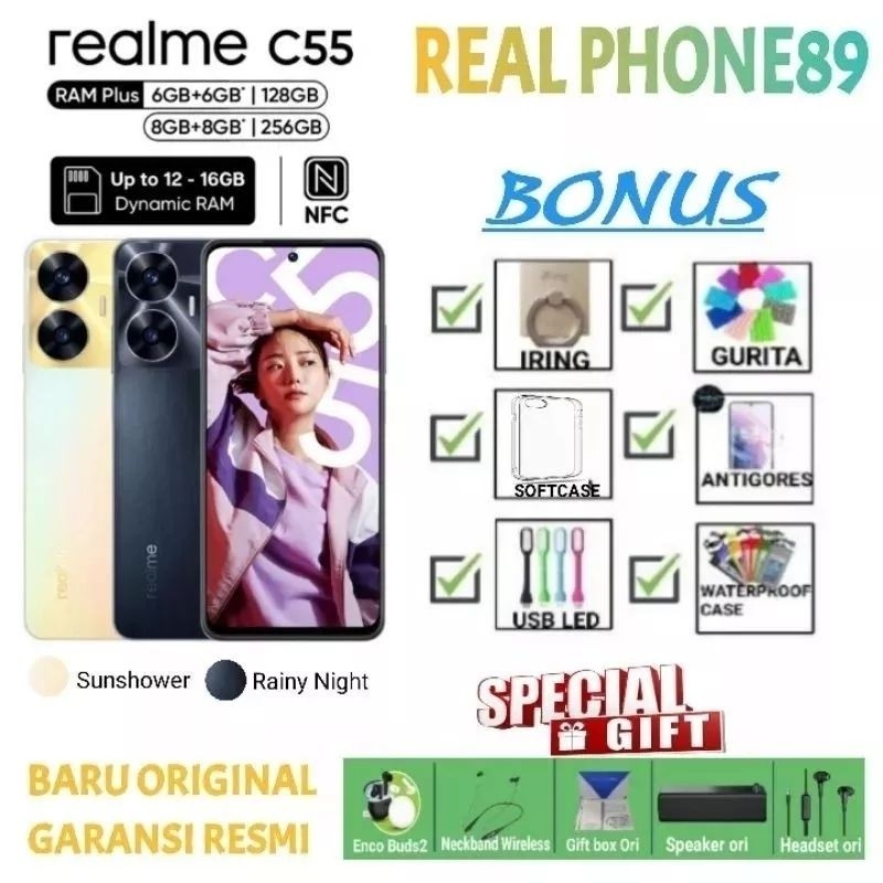 3.3 Grand Sale REALME C55 NFC RAM 6/128 | RAM 8/256GB | C35 4/128 GB GARANSI RESMI REALME INDONESIA