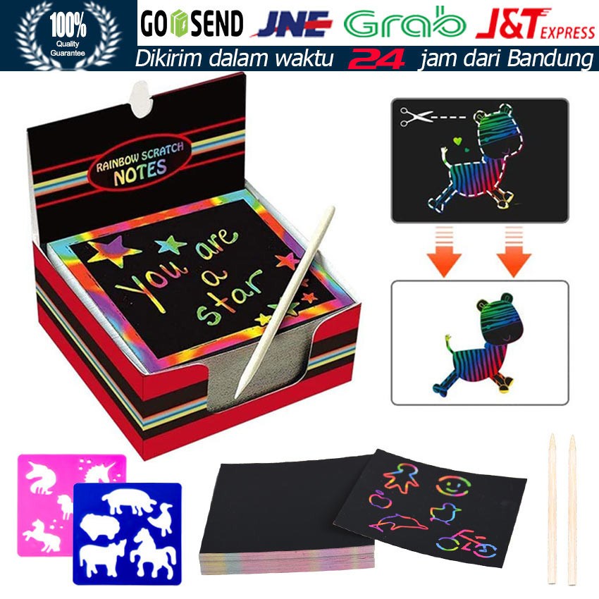 

Scratch Note Magic / Buku Magic Warna Colourful Scratch Note Kecil / Mainan Black Cardboard Edukasi
