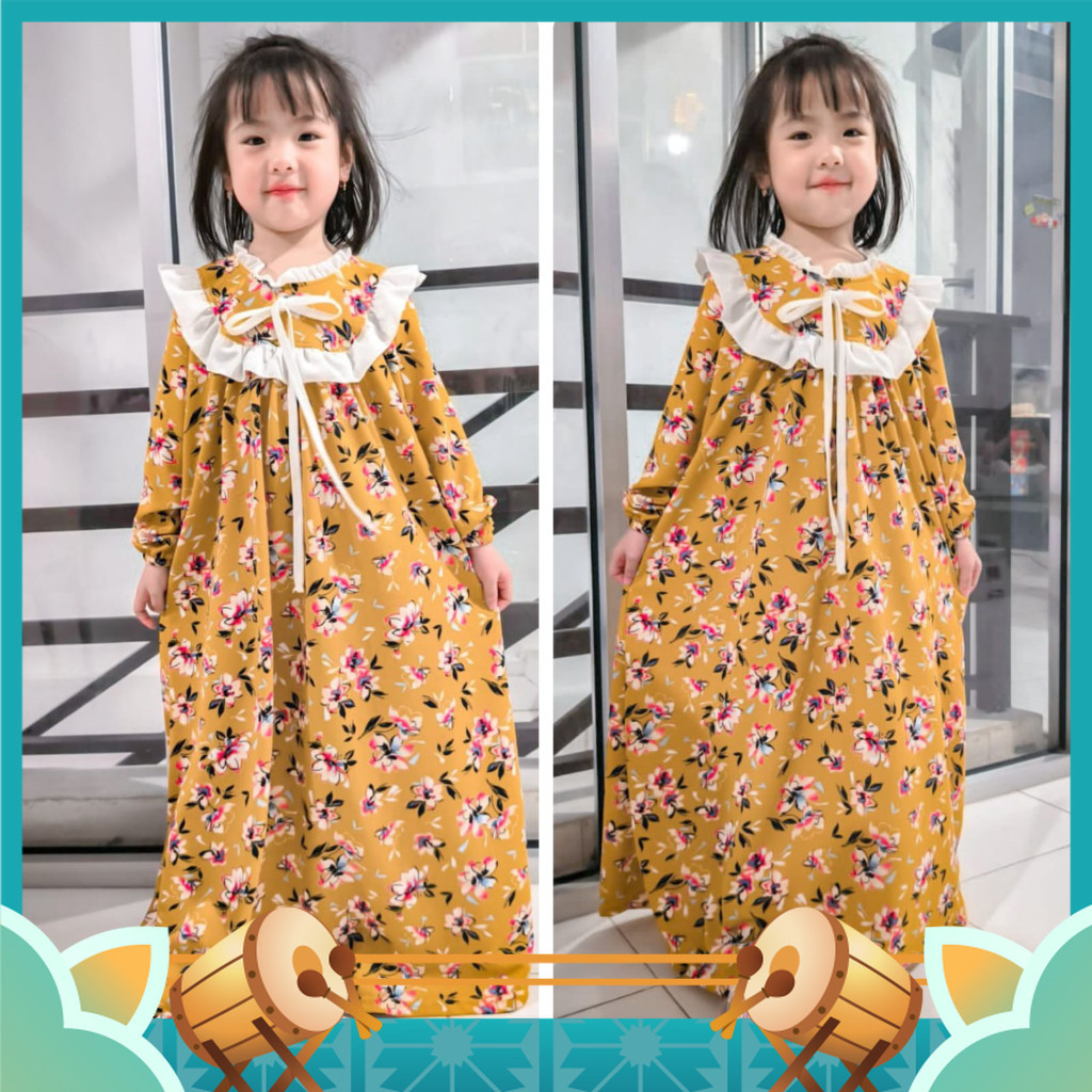 Baju Busana Muslim Anak Lucu Unik Premium / MOMOGI-GAMIS ANAK PEREMPUAN MOTIF BUNGA / GAMIS MARCELLA