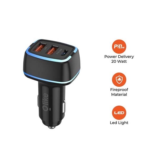 OLIKE R3 CAR CHARGER DUAL UBS Type C - BLACK/WHITE