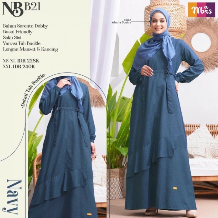 Gamis Nibras NB B21 Warna Merah Marun Baju Muslimah Busui Branded Ori - Merah Maroon, XS