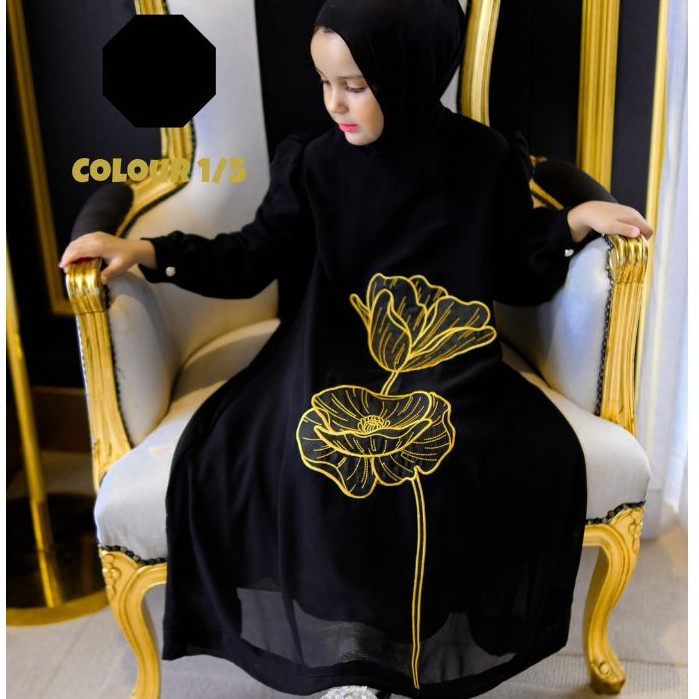 [BISA COD] GAMIS ABAYA ANAK PEREMPUAN EDISI LEBARAN 2024 UMUR 5-12 TAHUN (HITAM,COKLAT,LILAC,SAGE,PU