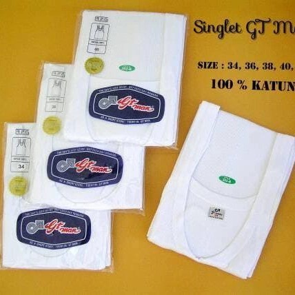 kaos singlet gt man 302/kaos kutang gan man/ singlet Pria gt man putih