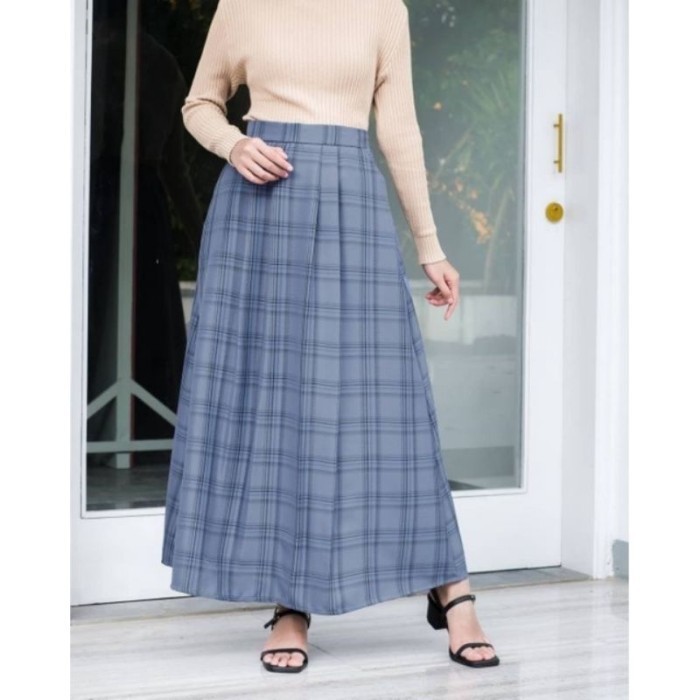 ROK TARTAN KOTAK REMPEL/ROK MUSLIMAH PANJANG ""