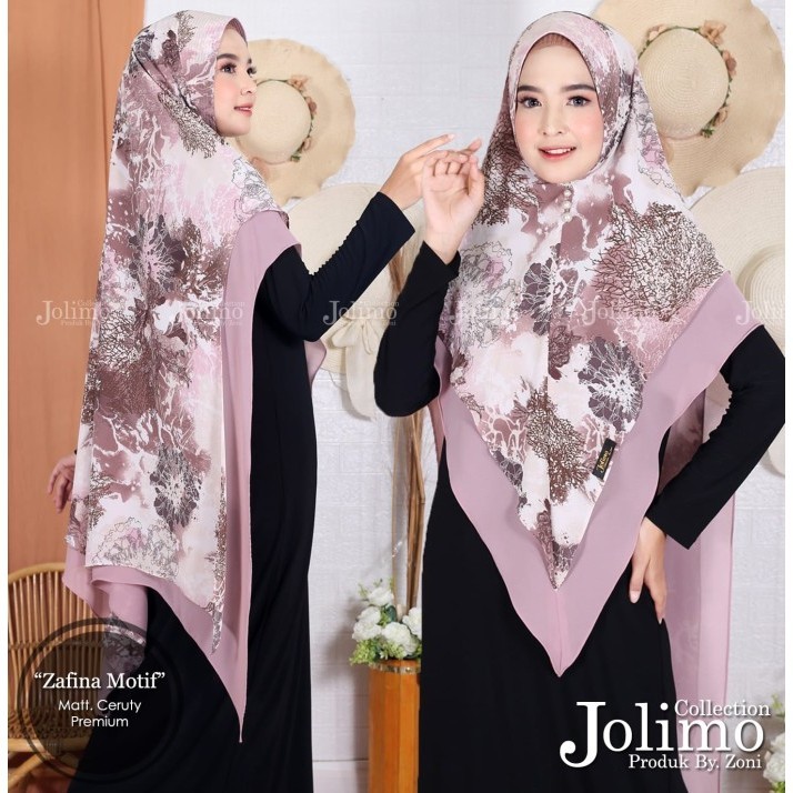 khimar ceruty  zafina motif / jilbab ceruty 2 layer pet antem  - Mustard kembang, XL