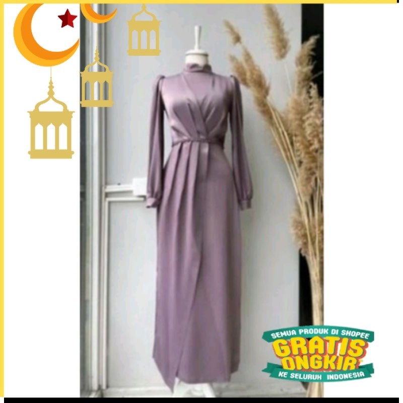 VIBRAS' DRESS/DRESS HIJAB BRIDESMAIDS POLOS/BAJU KONDANGAN REMAJA WANITA/PAKAIAN PESTA/DRESS WANITA 
