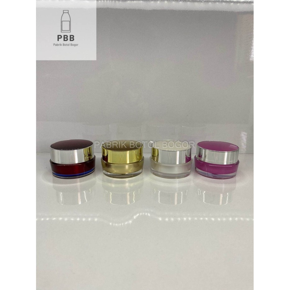 Pot Round Jar Luxury 10Gr Gold Pink Merah Pearl White Jar 10 Gr - Pink