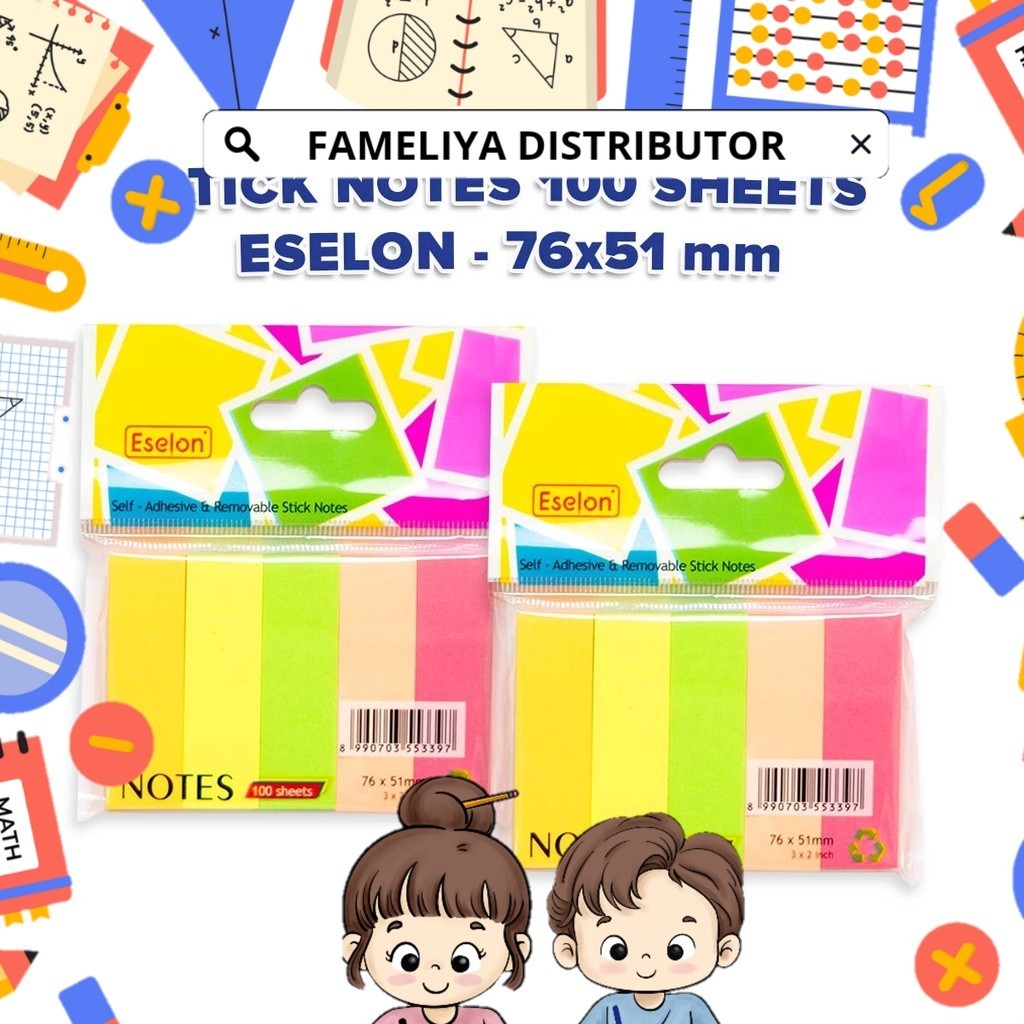

[FD] Sticky Notes Pastel Eselon 5 Warna Stiki Notes Isi 100 Sheets Kecil