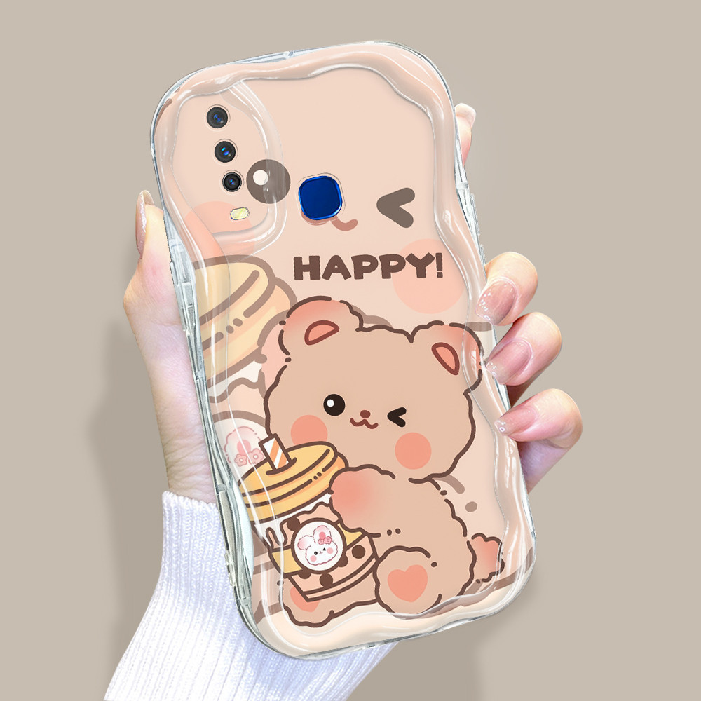Casing Hp Untuk Vivo Y12 Y15 Y17 1902 Phone Case Softcase Soft Kesing Kartun Imut Happy Bear Rabbit 