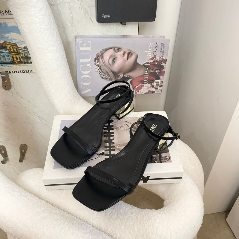 Strappy chunky heels 5cm ankle stripe by Zara import high quality fashion shoes sandal tali wanita h