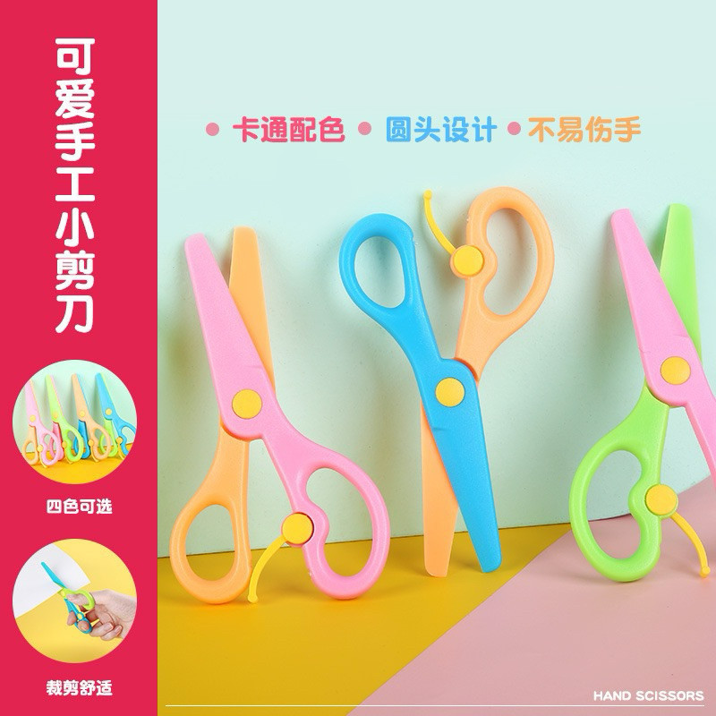 

Gunting anak anak plastik tumpul aman gunting kertas mini warna warni children scissors safety use
