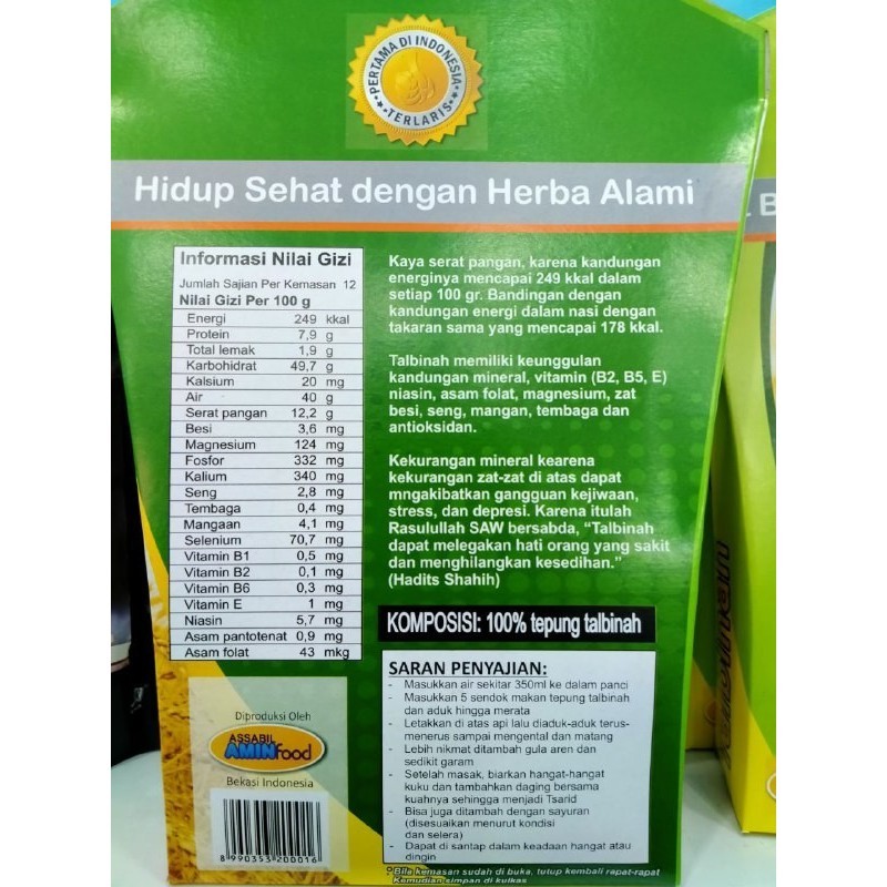 

talbinah resep Thibb nabawy 400gr+40 gr tepung gandum 100