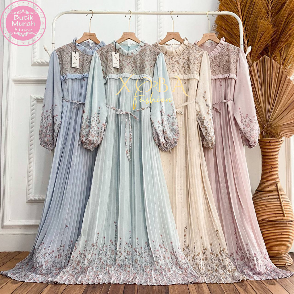 Xoba Fashion 3510 Gaun+Hijab LD 110 CM Busana Muslim Wanita Ceruti mix Tile
