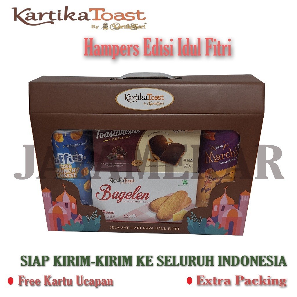 

DISKON Paket 4 kue lebaran hampers kartika sari toast parcel free kartu ucapan selamat paket parsel siap kirim hadiah hamper edisi idul fitri