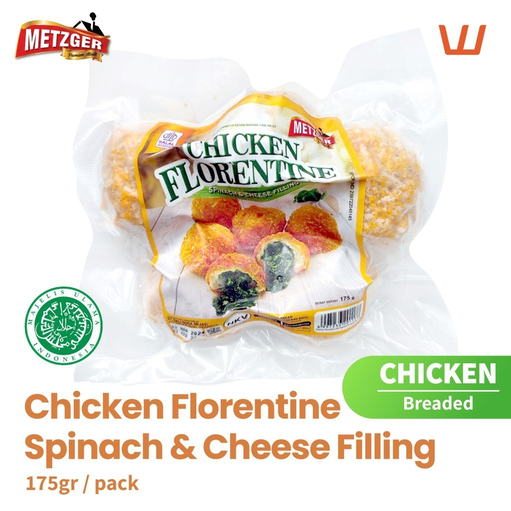 

Chicken Florentine Spinach&Cheese Filling Nugget Ayam Halal Metzger