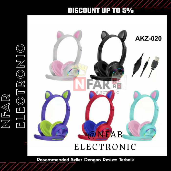 Andar Headset Gaming Motif Telinga Kucing Headset Kucing Pink Headphone Cat