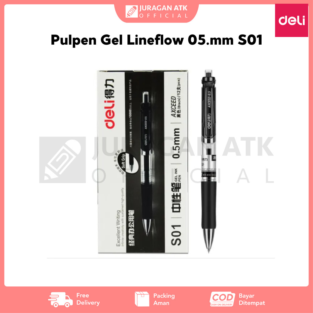 

Pulpen Gel Lineflow Deli 05.mm Black S01 (1Pack Isi 12pcs)