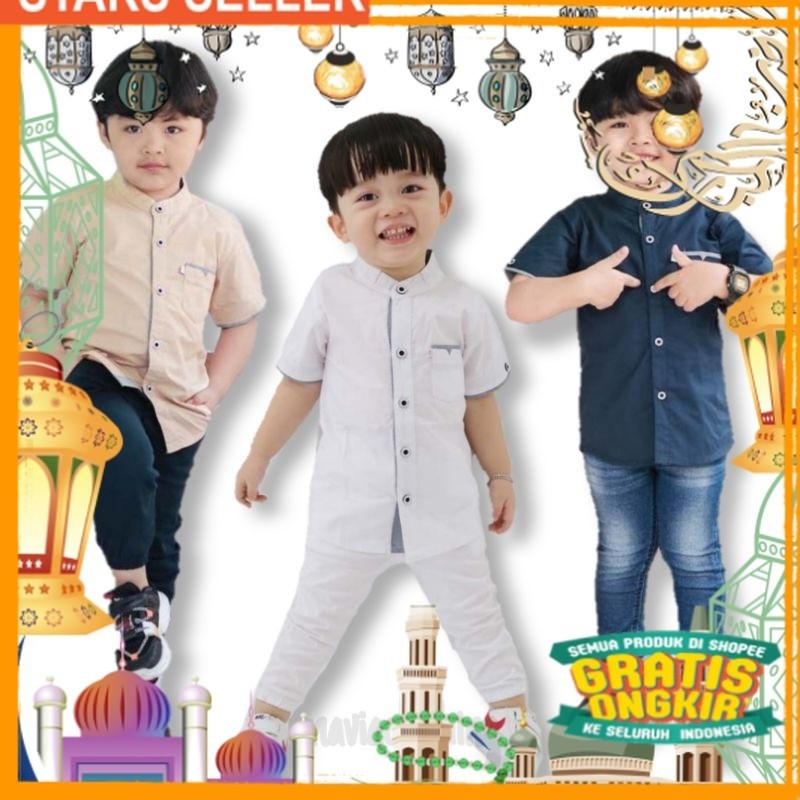 Kemeja Koko Anak Laki-laki / Baju Muslim Anak Laki / Kurta Toyobo Anak Laki-Laki premium usia 1 - 12