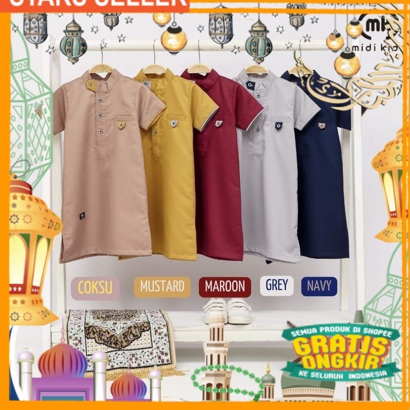 Jubah Gamis Jordan by midikids Gamis koko midi kids/ Pink Dusty Fanta Merah muda