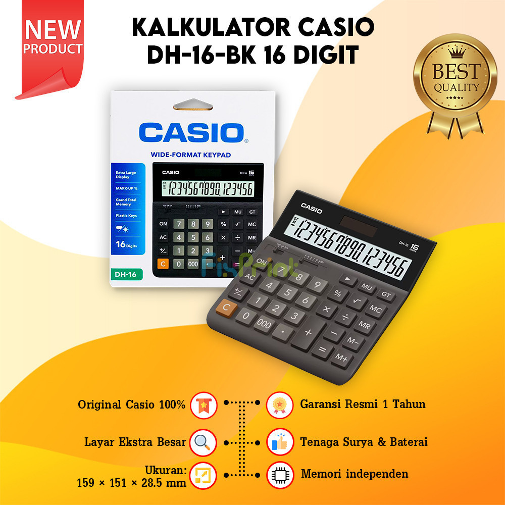 

Casio Kalkulator DH 16 Desktop Office 16 Digit Black New Original Garansi Resmi