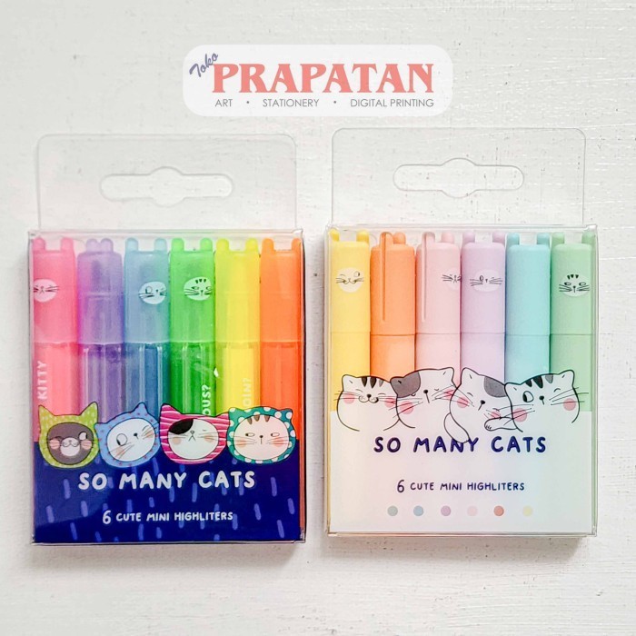 

M&G So Many Cats Cute Mini Highlighters 6C - FLUORESCENT -YY41