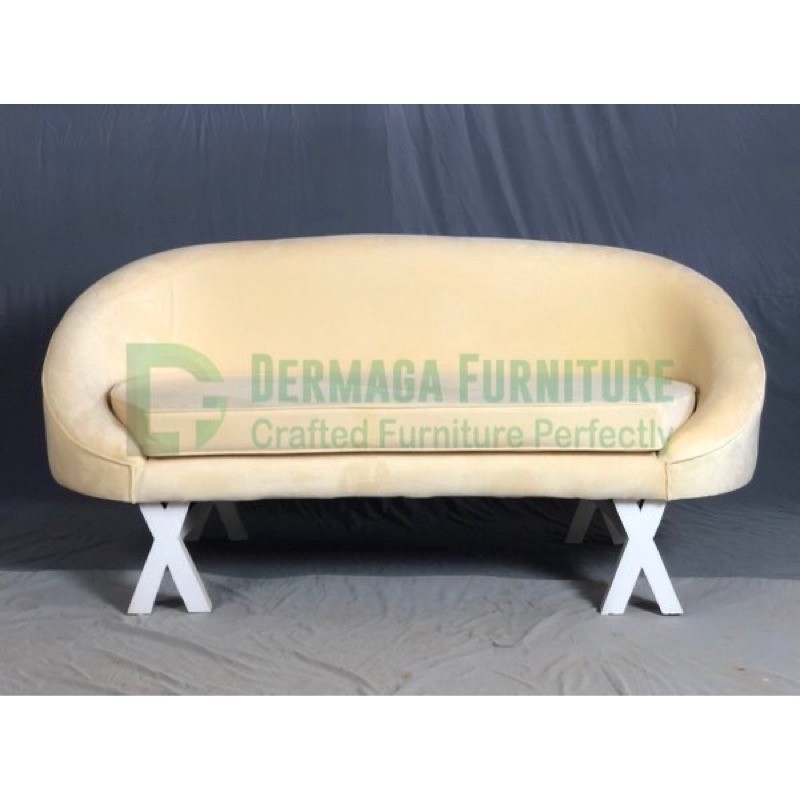 SOFA TAMU TELUR KAKI X 2DD KAIN JOK OSCAR BROKEN WHITE NADELLAAN FURNITURE JEPARA