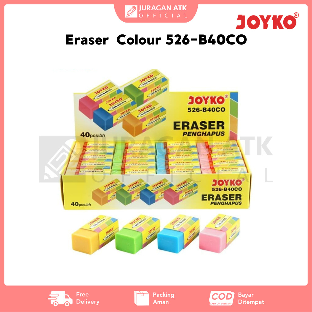 

Eraser Colour Joyko 526-B40CO / Penghapus Warna Warni Joyko 526-B40CO