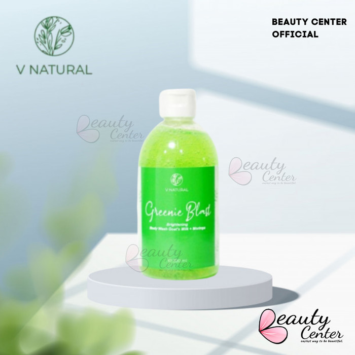 V Natural Brightening Body Wash Greeny Blast ( Hijau )