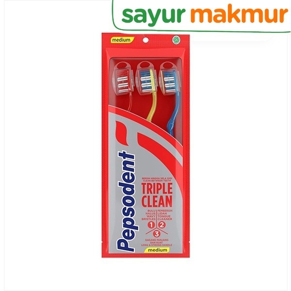 Pepsodent Sikat Gigi Medium 3 pcs Sayurmakmur