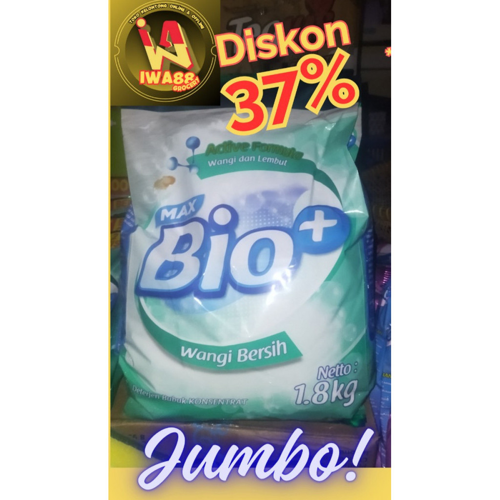 Max bio plus detergent bubuk 1800gram