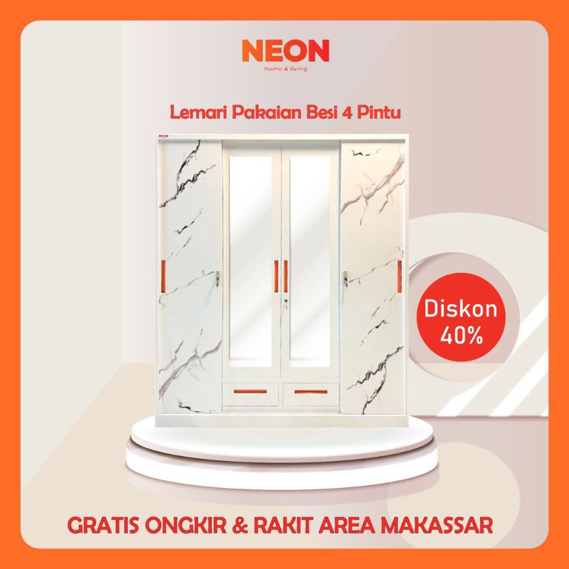 

PROMO SPESIAL Lemari Pakaian Besi Sliding 4 Pintu Minimalis Murah Anti Rayap Makassar