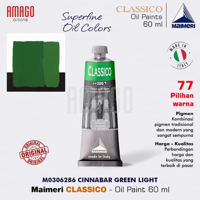 

Cat Minyak Lukis MAIMERI Classico - Oil Paint - Cinnabar Green Light - 60ml - M0306286