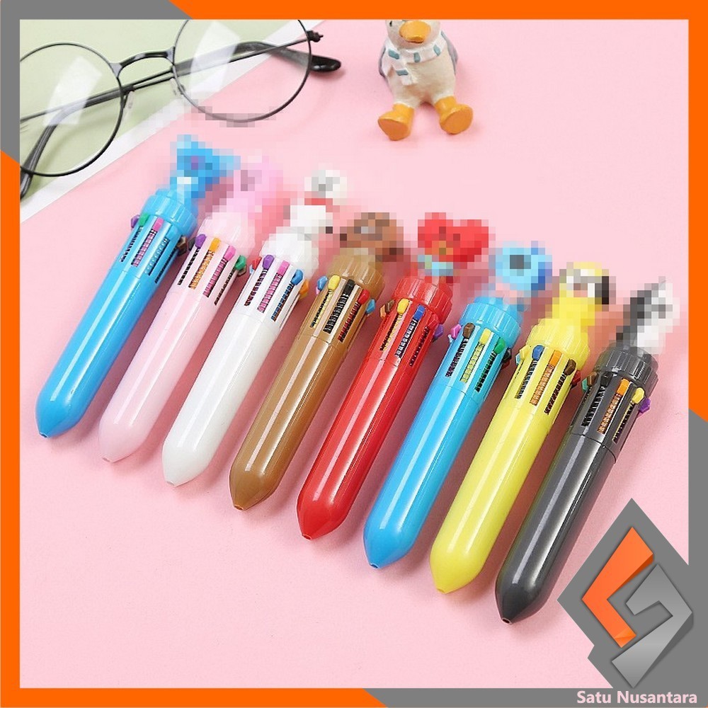 

INDO SN-A13 PENA Karakter Rainbow Pulpen Kartun 10 Warna Pen Warna Warni Bolpoin Karakter Lucu